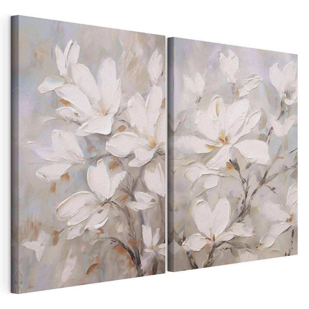 Painting of flowers on canvas