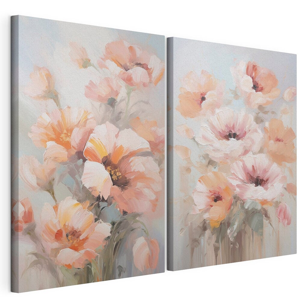 Painting of flowers on a blue background