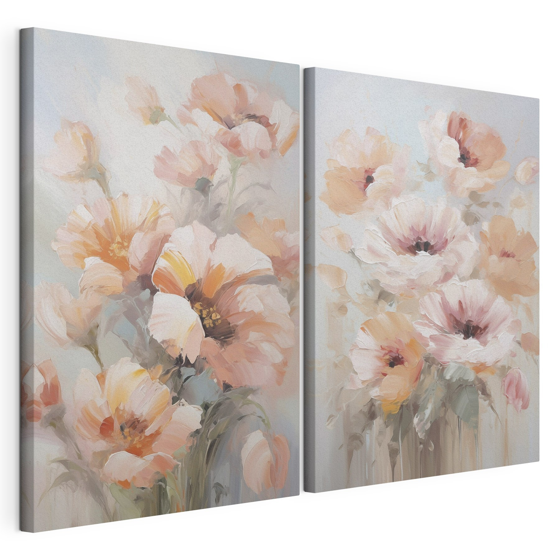 Painting of flowers on a blue background