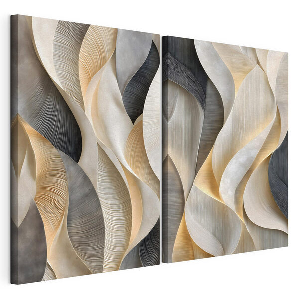 Lámina modular sobre lienzo Lámina modular sobre lienzo Curvas elegantes en una paleta de colores suaves (SKU: m30811)