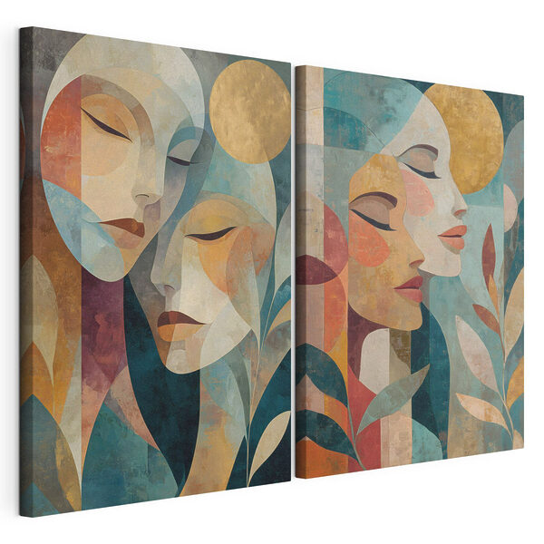 Lámina modular sobre lienzo Collage del rostro de una mujer