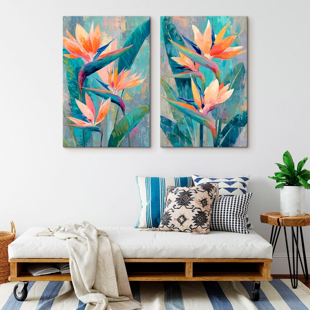 Painting of flowers and leaves