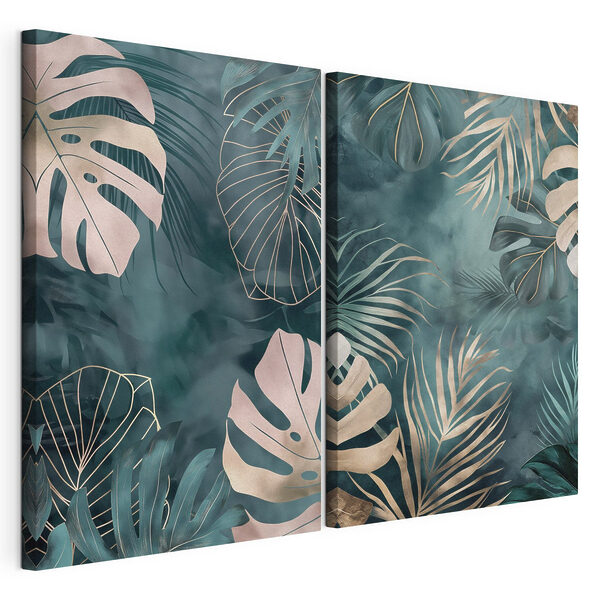 Lámina modular sobre lienzo Lámina modular sobre lienzo Exuberante vegetación sobre un fondo vibrante (SKU: m30832)