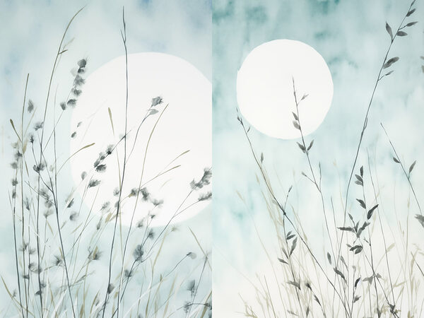Painting of grass and sun