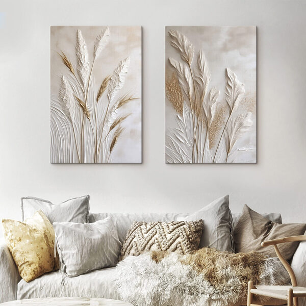 Collage of white and brown plants