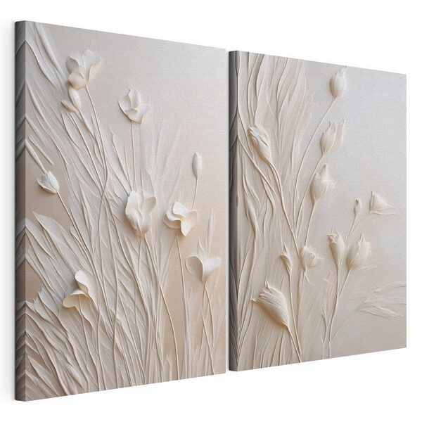 Lámina modular sobre lienzo Lámina modular sobre lienzo Delicado diseño floral en relieve, presentado con elegancia (SKU: m30846)