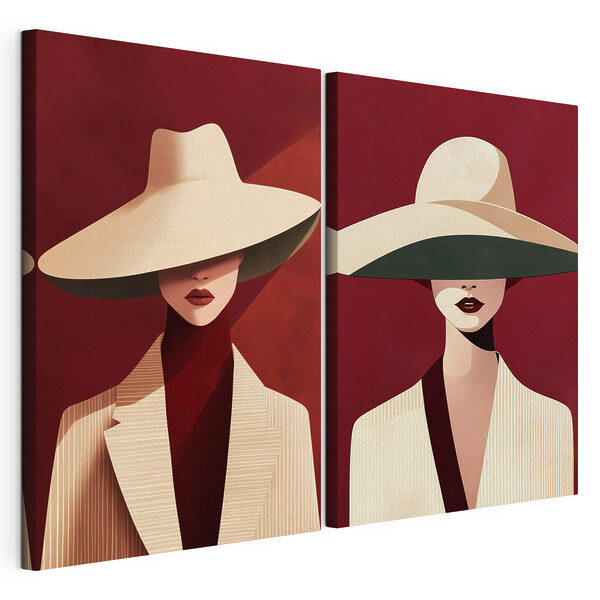 Lámina modular sobre lienzo Collage de una mujer con sombrero