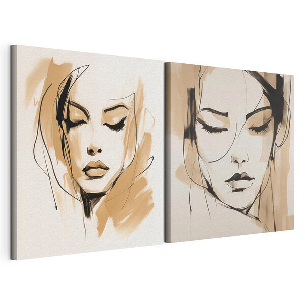 Lámina modular sobre lienzo Dibujo del rostro de una mujer