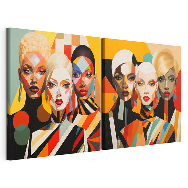 Lámina modular sobre lienzo Collage de mujeres de diferentes colores