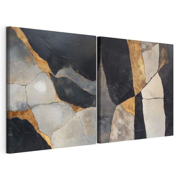 Lámina modular sobre lienzo Lámina modular sobre lienzo Elegancia abstracta en tonos contrastantes (SKU: m30856)