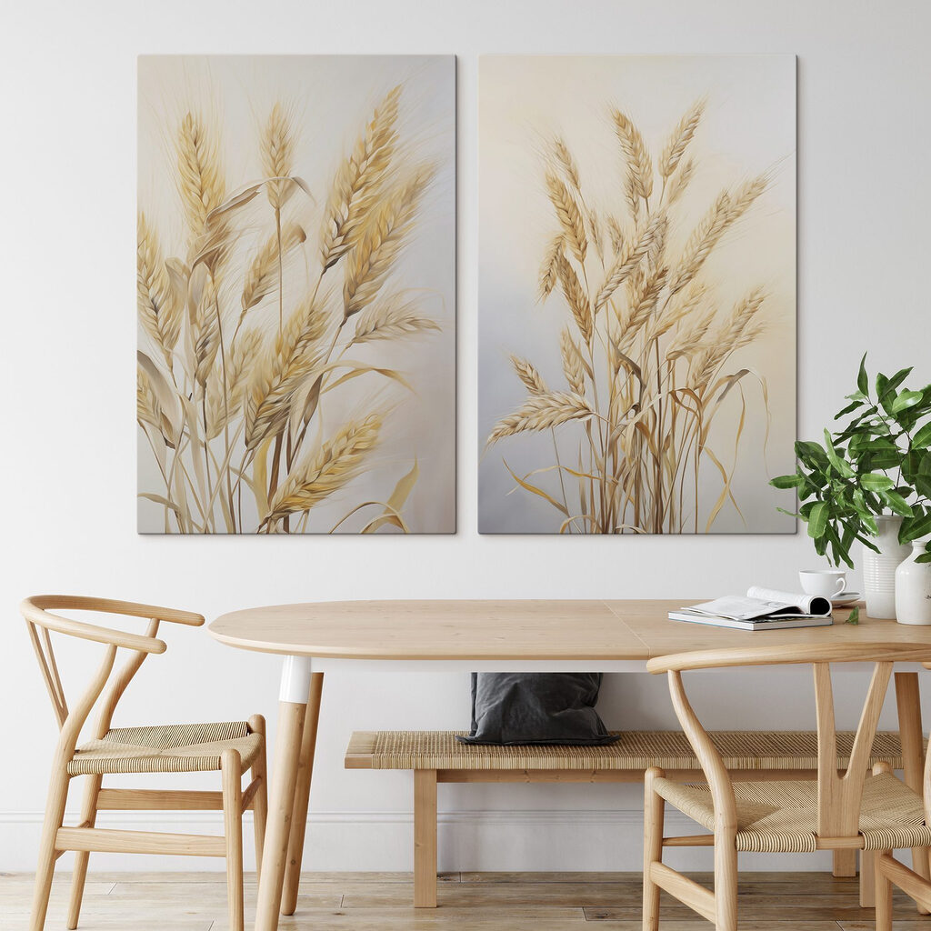 Painting of wheat on a white background