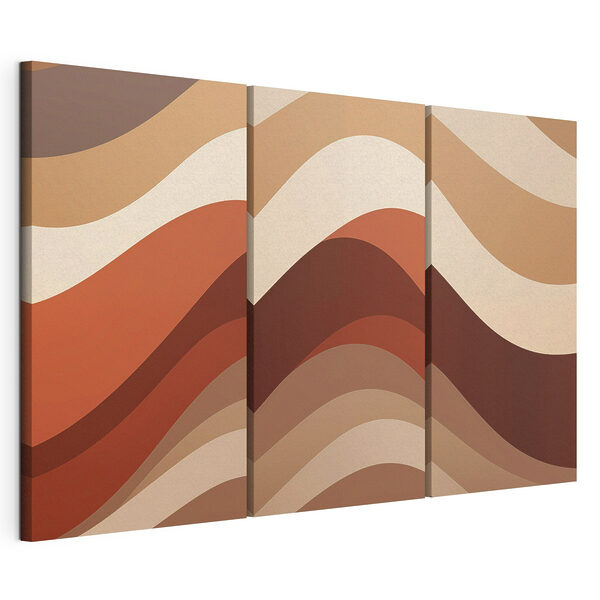 Lámina modular sobre lienzo Olas fluidas de colores cálidos