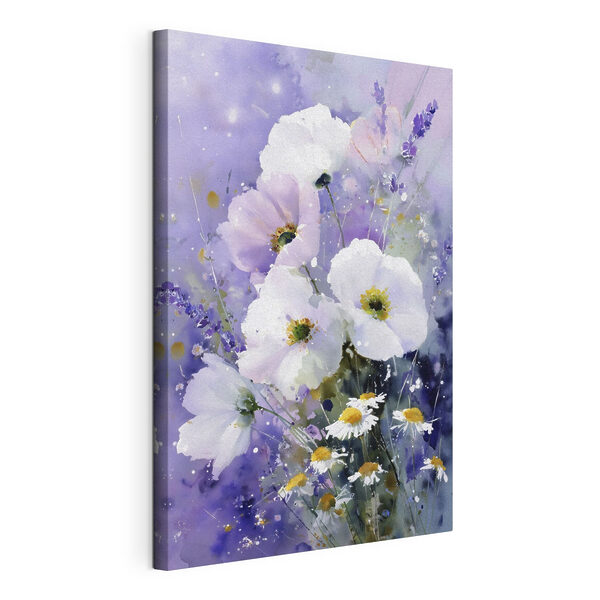 Painting of flowers in a purple background