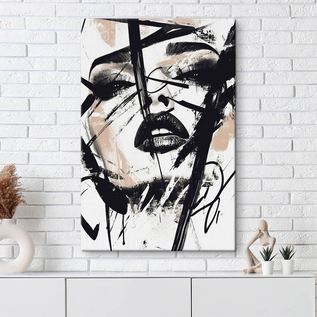 Woman's face with black paint