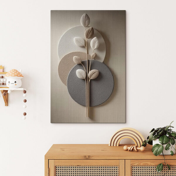 Group of round plates with a plant on it
