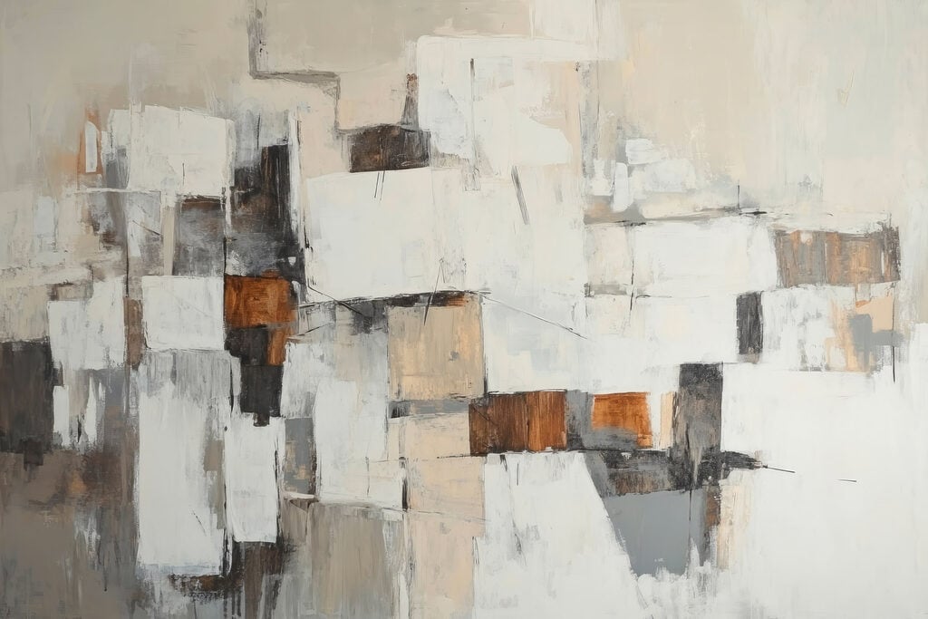 Painting of white and brown squares