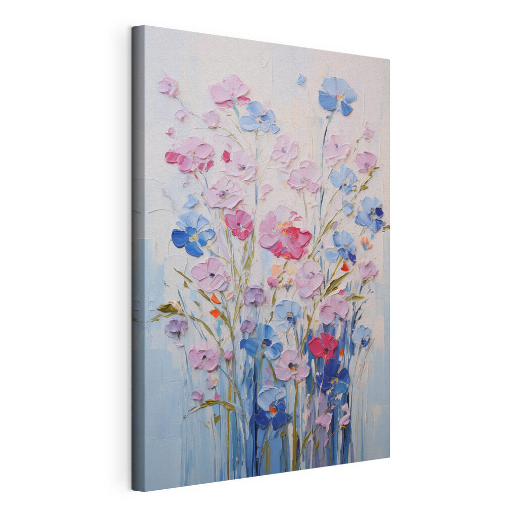 Painting of flowers on a white surface