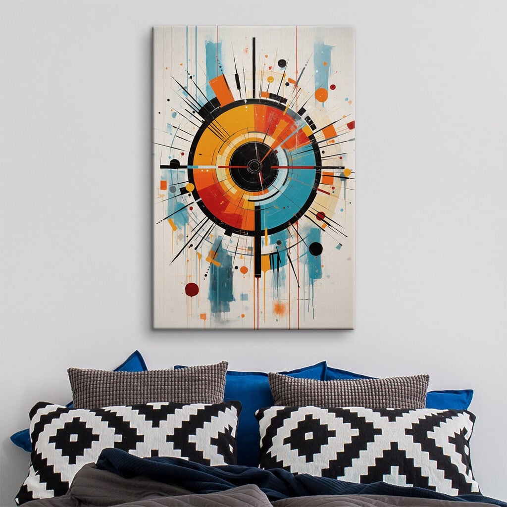 Colorful circle with lines and dots
