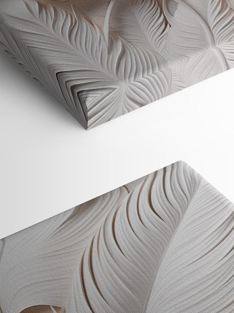 White feathers on a white surface