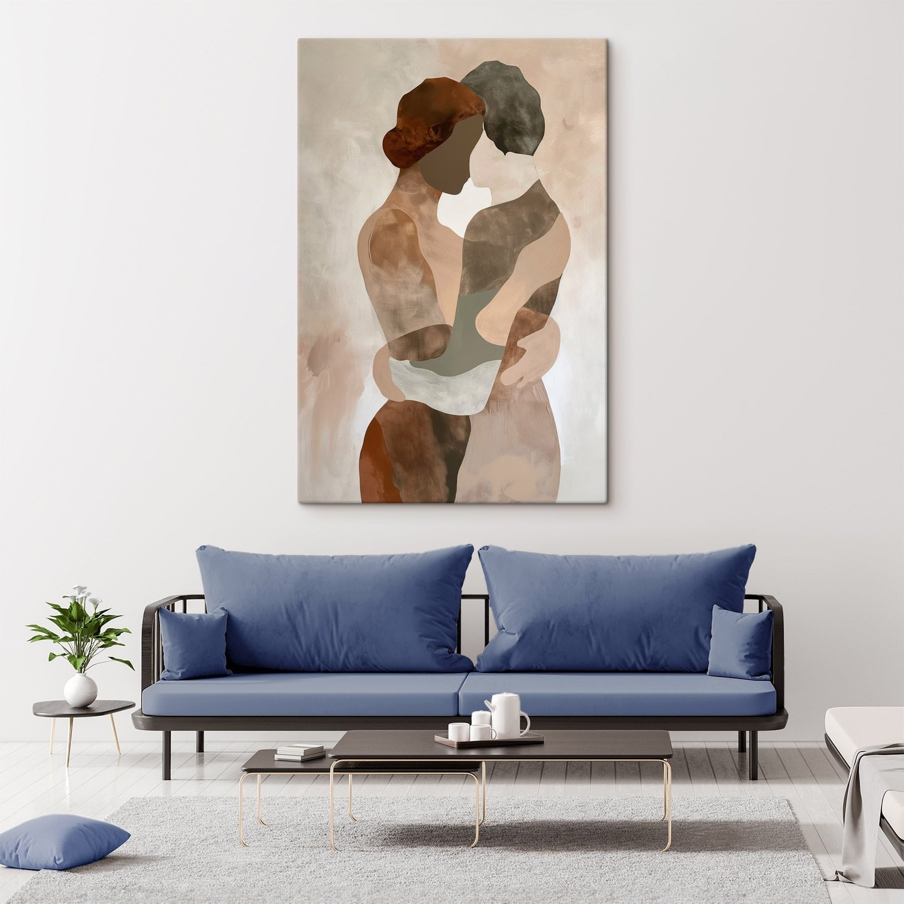 Painting of a couple of people hugging