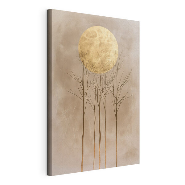 Group of trees with a large yellow moon