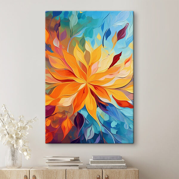 Cuadros Flor de colores vivos con muchas hojas