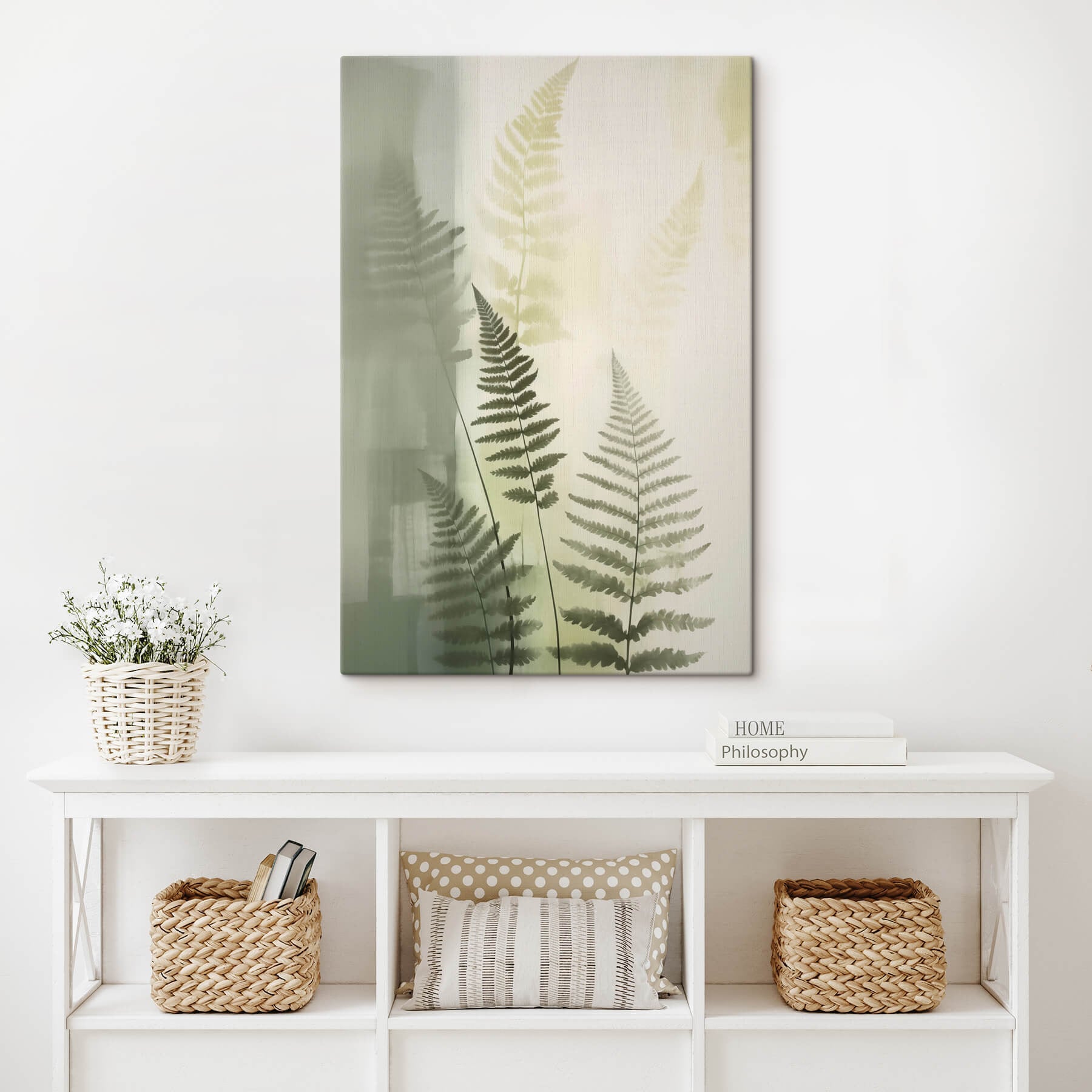 Fern leaves on a white background
