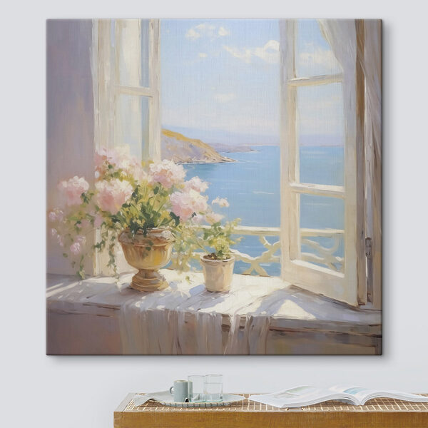 Cuadros Cuadro de flores en el alféizar de una ventana