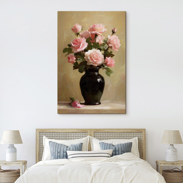 Vase with pink flowers