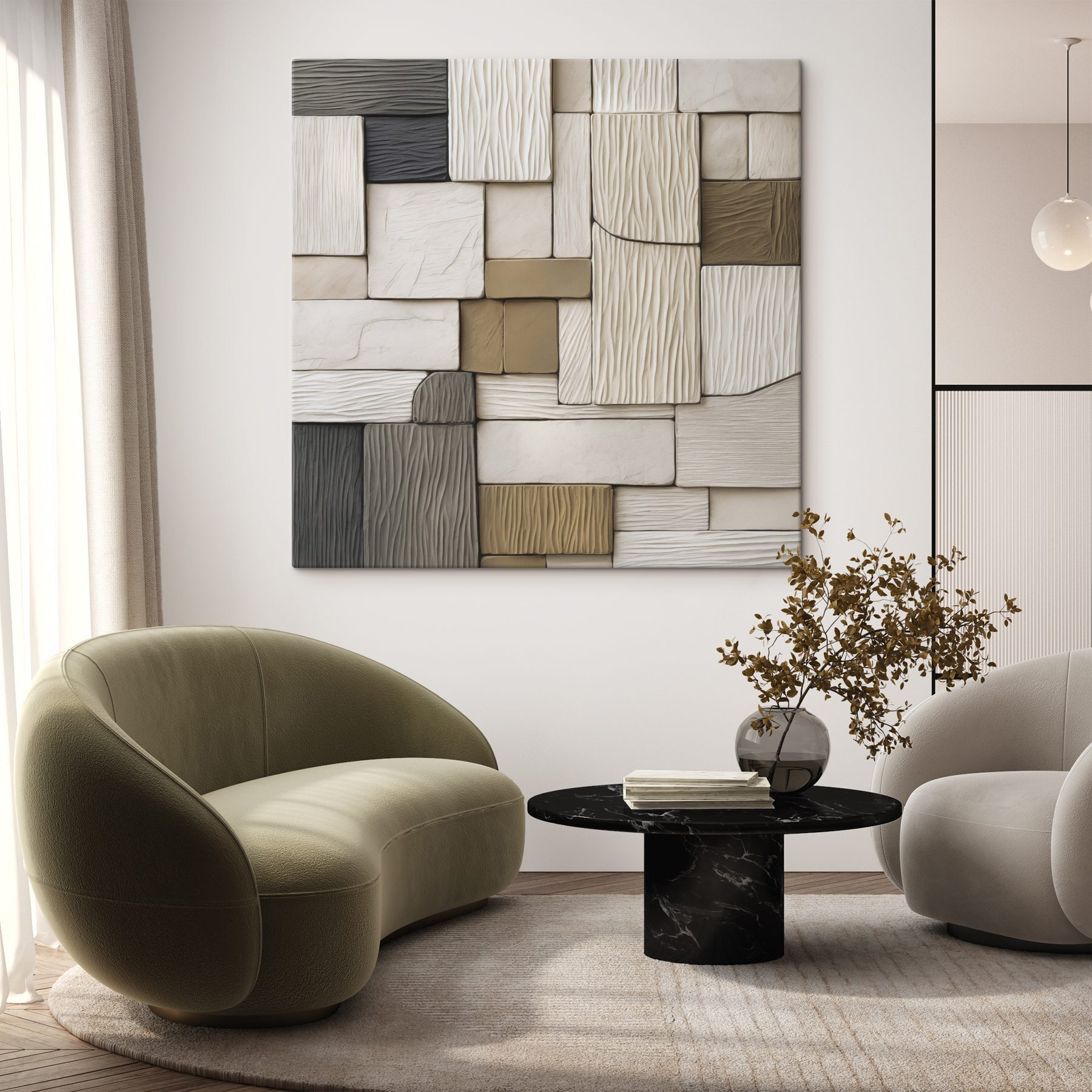 Wall of wood blocks