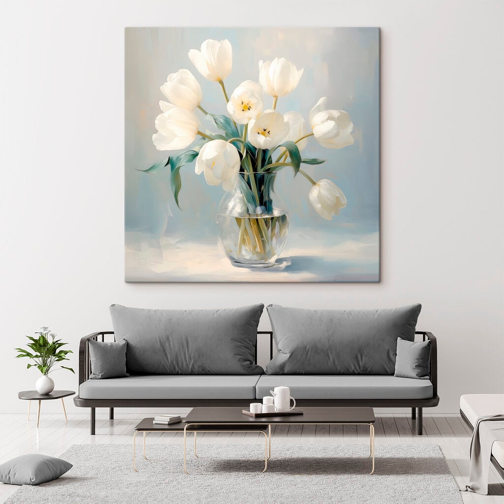 Vase of white flowers
