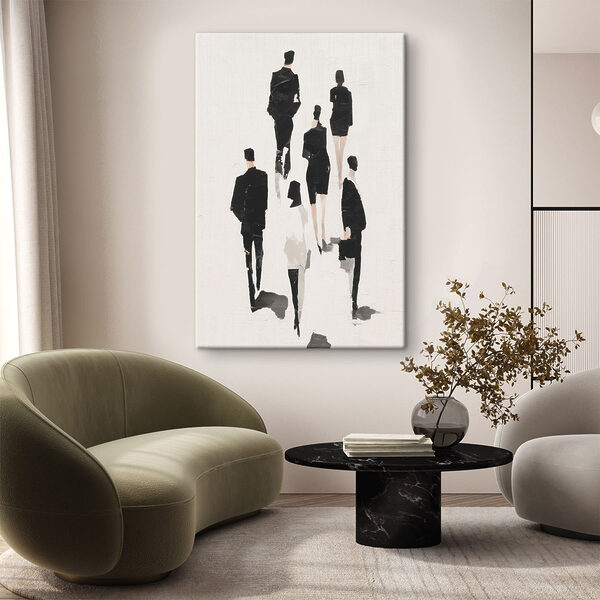 Group of people in black and white