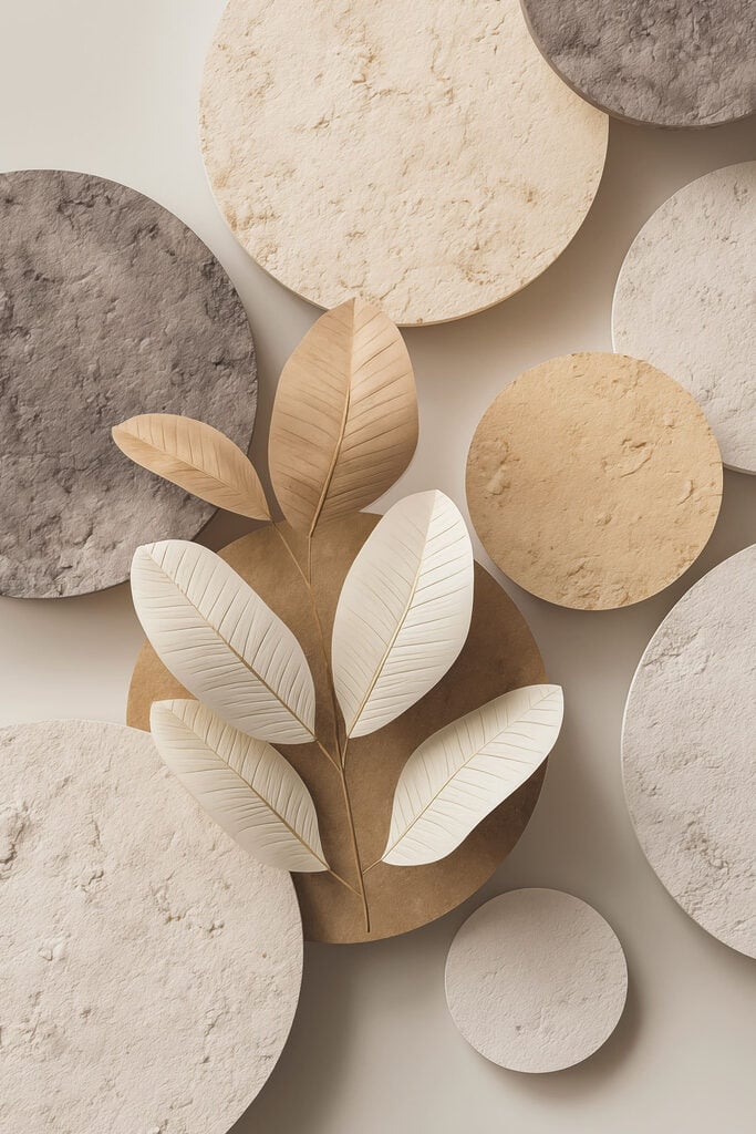 Group of round circular objects with leaves