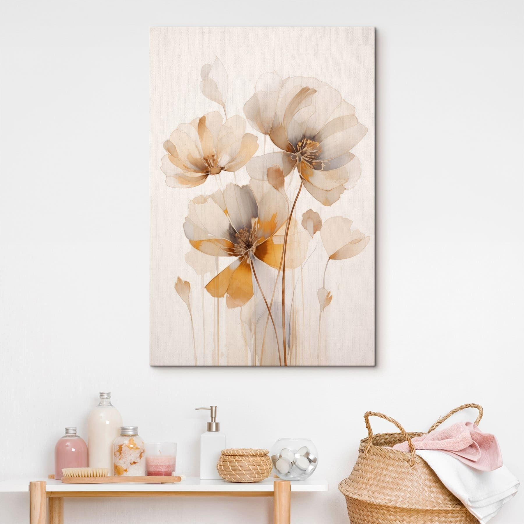 Painting of flowers on a white background