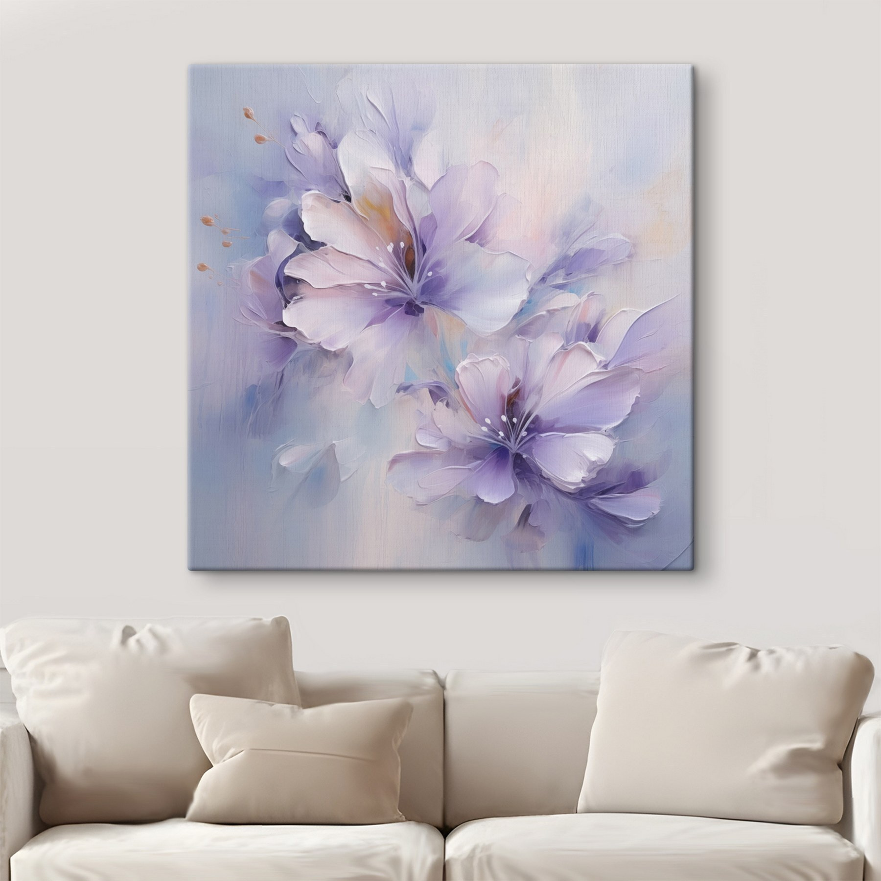 Painting of flowers on a white surface