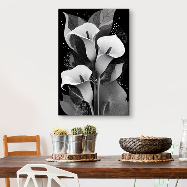 Cuadros Cuadros Elegante ilustración floral sobre fondo negro (SKU: s49087)