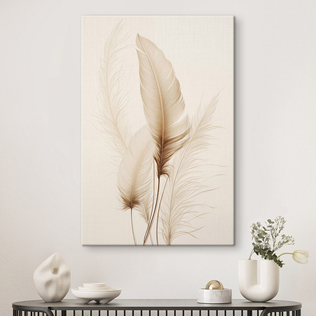 Delicate feathers against soft backdrop