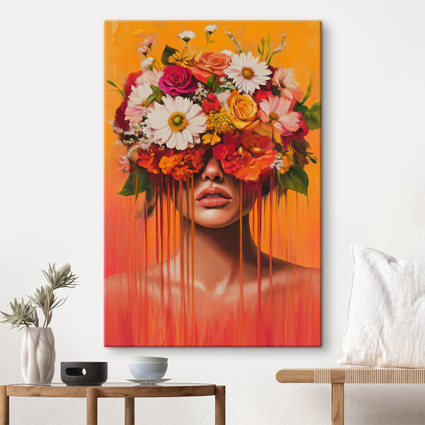 Cuadros Cuadros Cuadro de una mujer con flores en la cabeza (SKU: s49259)