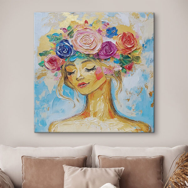 Cuadros Cuadros Cuadro de una mujer con flores en el pelo (SKU: s49287)