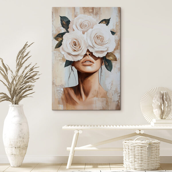 Cuadros Cuadros Cuadro de una mujer con flores en la cara (SKU: s49288)