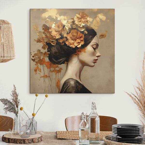 Cuadros Cuadros Cuadro de una mujer con flores en el pelo (SKU: s49401)