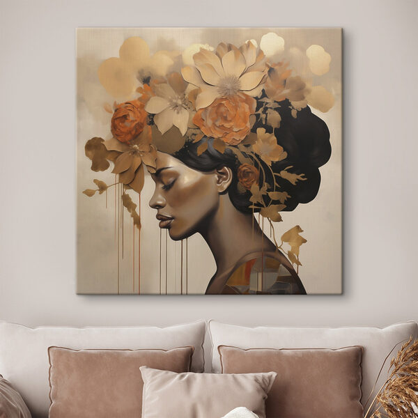 Cuadros Cuadros Cuadro de una mujer con flores en el pelo (SKU: s49402)