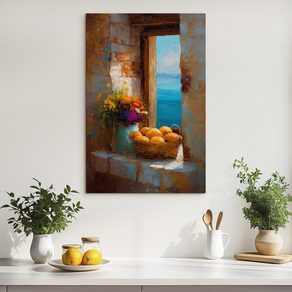 Cuadros Cuadros Una cesta de flores y un jarrón con pan (SKU: s49542)
