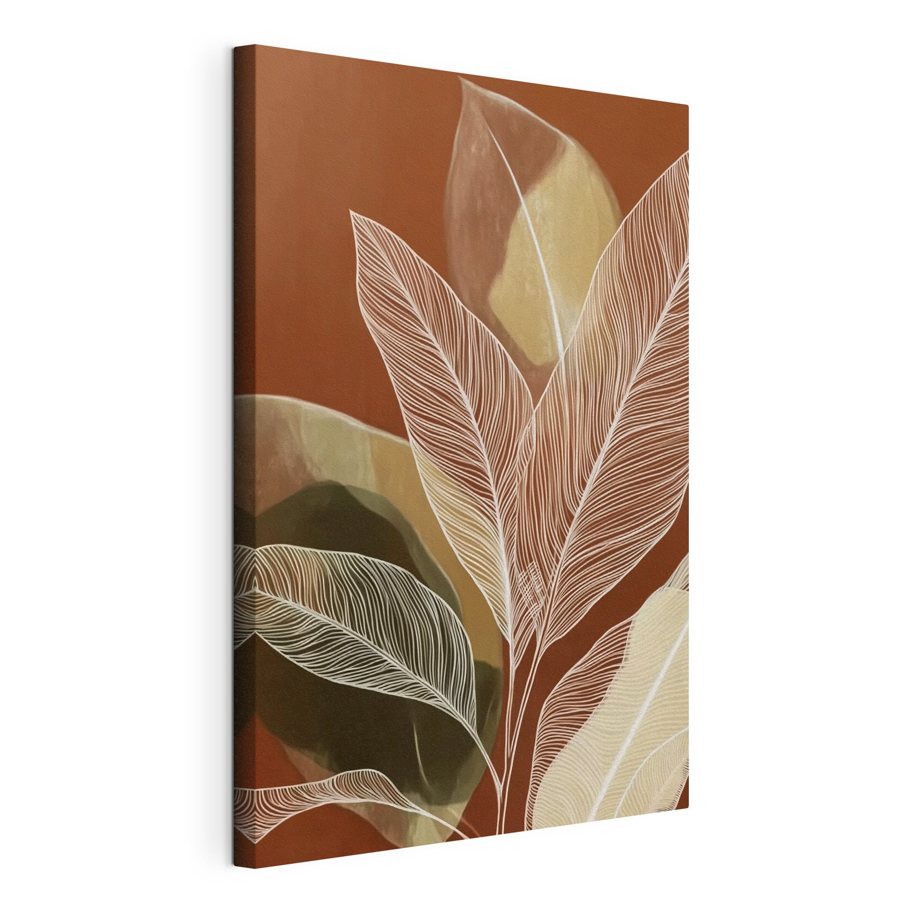 Vibrant leaves against earthy tones