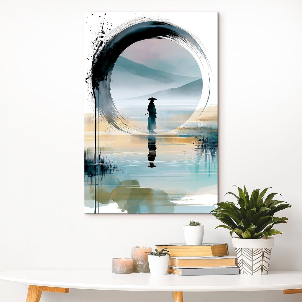Painting of a man standing in a lake