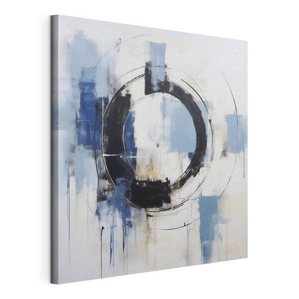 Cuadros Cuadros Cuadro en el que se representa un círculo con pintura azul y blanca (SKU: s49899)
